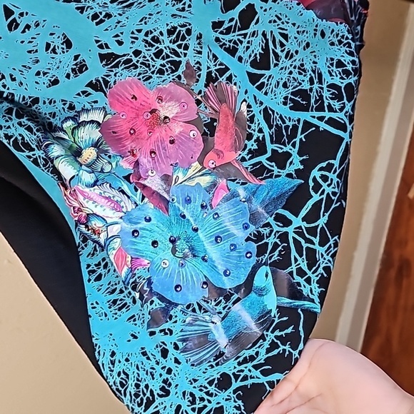 Desigual Multi Color Print Long Sleeve Black Midi Dress - Picture 6 of 10